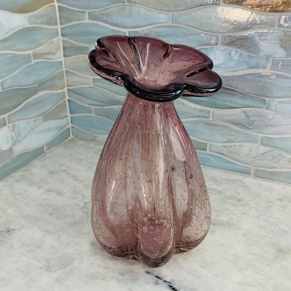Anthropologie Other - ❌Sold Anthropologie Purple Glass Flower Petal Vase